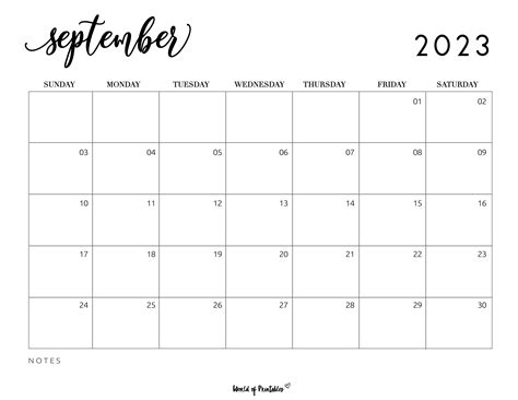September 2023 Calendars 100 Styles World Of Printables