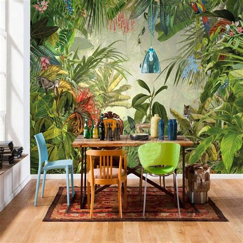 Custom Wallpaper Mural Rainforest Banana Leaf Wallcovering Bvm Home