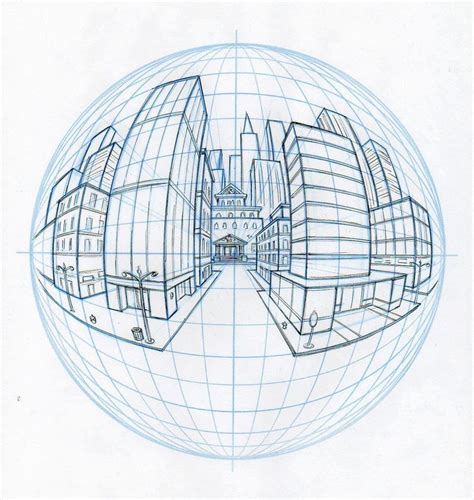 Example Of 5pt Curvilinear Fisheye Perspective Perspective Drawing
