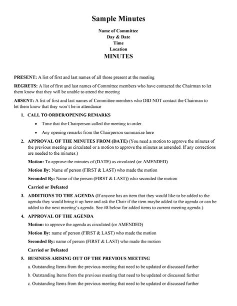 10 Board Meeting Minutes Template Word Doctemplates