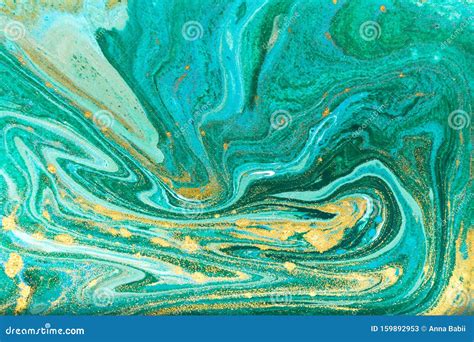Green And Gold Marble Pattern Stock Image Image Of Liquid Abstract