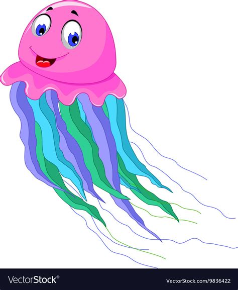 Cute Jellyfish Cartoon Smiling Royalty Free Vector Image