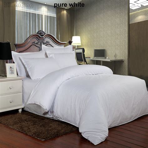 Buy Hot Sale Pure White Stripes Hotel Bedding Set