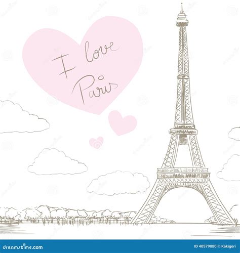 Eiffel Tower Paris Love Stock Vector Image 40579080