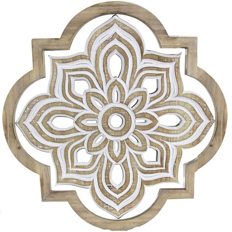 Quatrefoil Floral Medallion Wooden Wall Decor 17 At Home Window