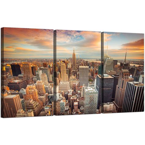 Cheap New York Skyline Canvas Wall Art 3 Panel For Your Living Room