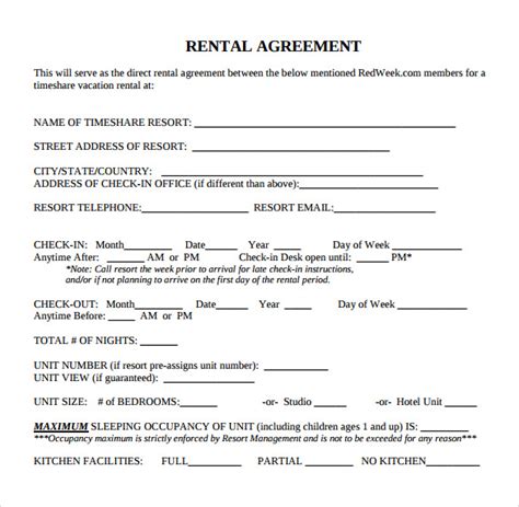 Free 8 Standard Rental Agreement Templates In Pdf Ms Word Excel