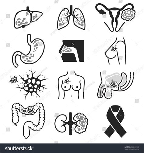 Cancer Icons Set Vector Illustrations Stock Vector Royalty Free