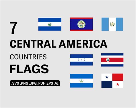 Central America Country Flags Svg Bundle Set Countries Etsy España