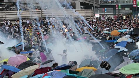 Hong Kong Police Use Tear Gas On Large Pro Democracy Protest