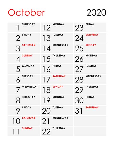 Calendar For October 2020 Free Calendarsu