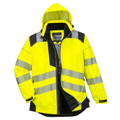 portwest t400 vision reflective hi vis waterproof rain safety work jacket ansi