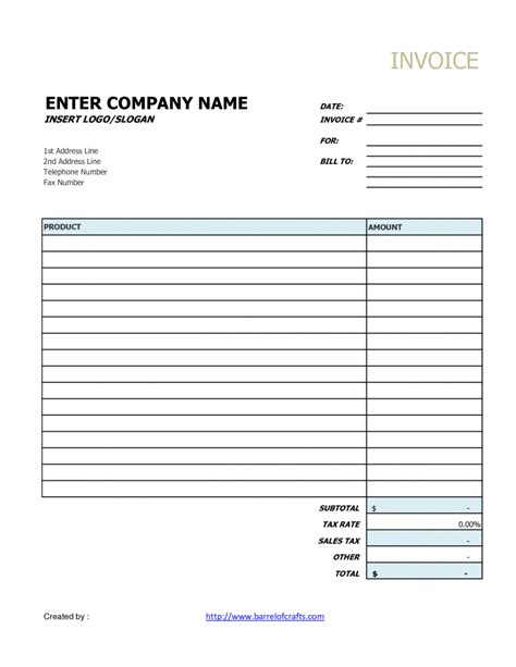 Free Printable Genaric Lawn Care Invoice Template
