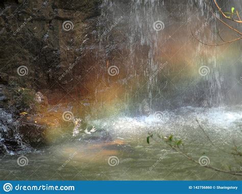 Thailand Waterfall In Sukhothai Tad Dao With Rainbows Stock Photo