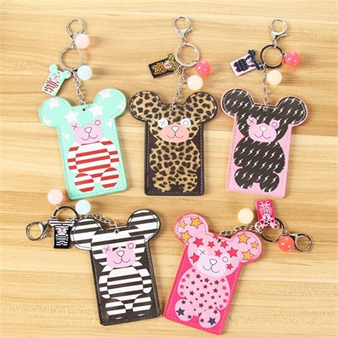 Awesome gift card holders with stitched nested labels dies. 2018 Cute Bear card case Key holder Bank Credit Card Holders Card Bus ID Holders Identity Badge ...