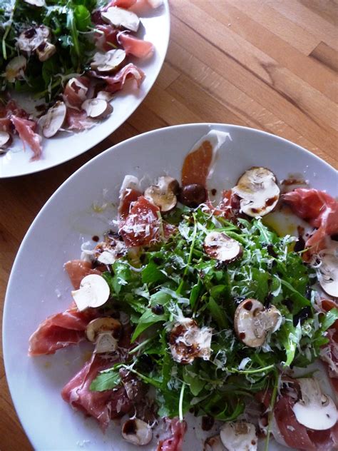 Lancashire Food: Prosciutto, rocket and chestnut mushroom salad