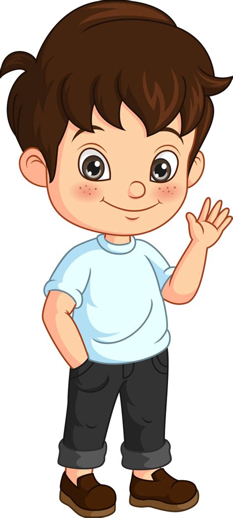 Cartoon Happy Little Boy Waving Hand 5113046 Vector Art At Vecteezy