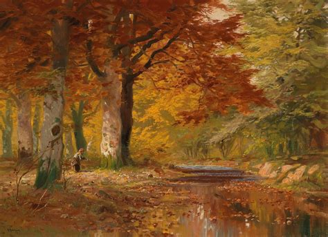 Classical Oil Painting John Atkinson Autumn Landscape Forest Hand