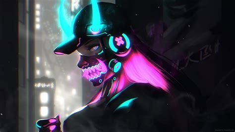 Cyberpunk Girl Neon Live Wallpaper Moewalls