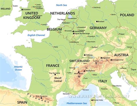 Western Europe Physical Map