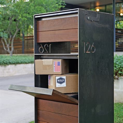 The Stratford Parcel Mailbox Modern Mailbox Steel Mailbox Ipe Wood