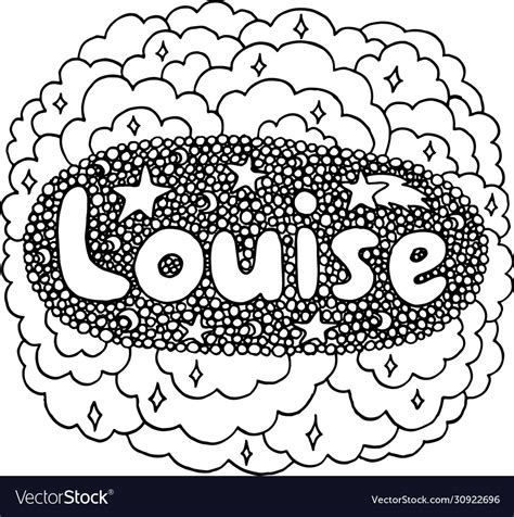 Coloring Page For Adults With Girl S Name Louise Vector Image
