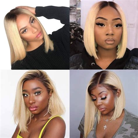 1b 613 Blonde Bob Lace Front Wig Colored Short Ombre Human Hair Wigs