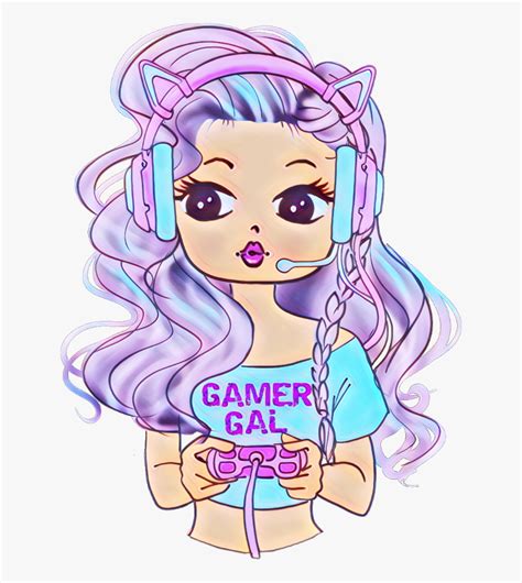 Gamer Girl Video Games Gamer Giel Purple Hair Cartoon Free Transparent Clipart Clipartkey