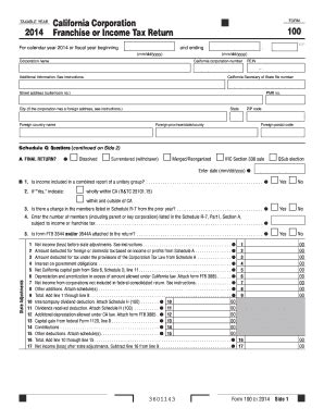 See general information for details. 2014 Form CA FTB 100 Fill Online, Printable, Fillable ...