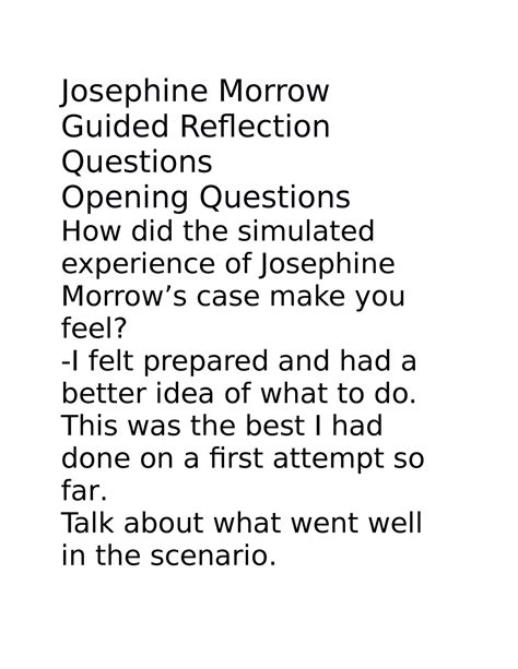Josephine Morrow Coursework Josephine Morrow Guided Reflection