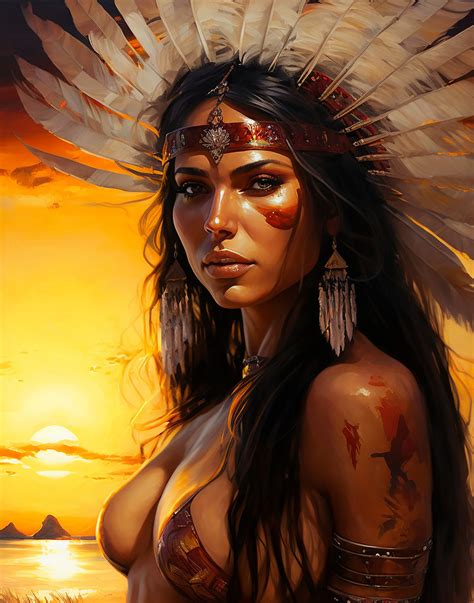 Beautiful Native American Female Warrior Native American Etsy