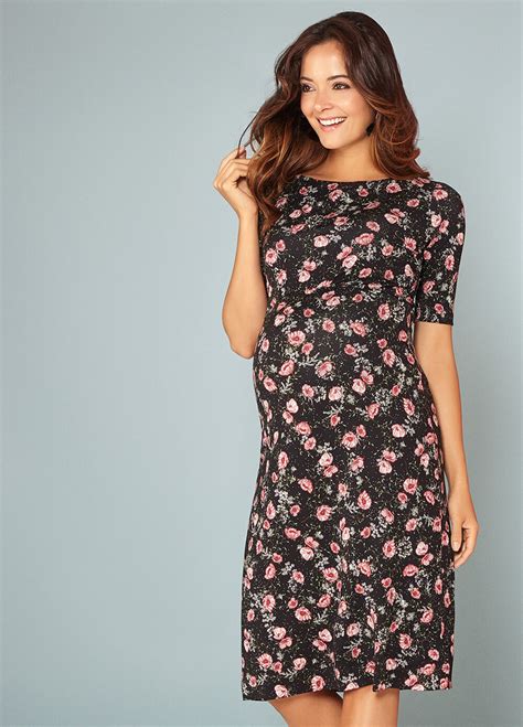 Anna Maternity Shift Dress in Ruby Bloom by Tiffany Rose