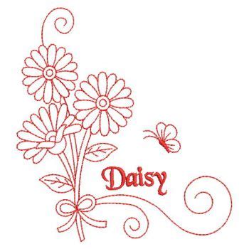 Embroidery Designs Redwork Daisy Sm