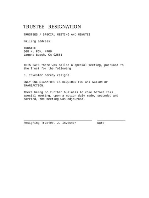Resignation Of Trustee Certificate In Word And Pdf Ats Doc Template