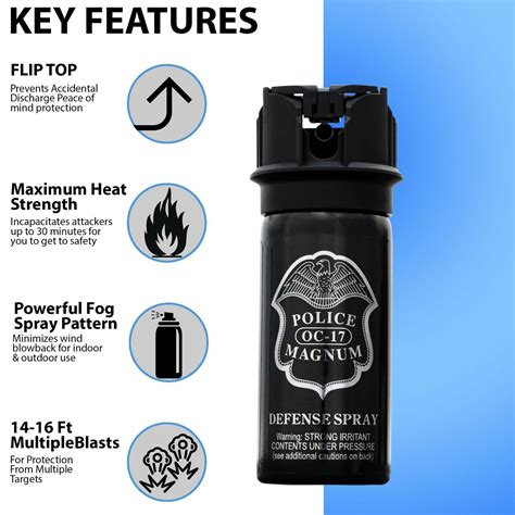 Police Magnum Pepper Spray 2 Ounce Flip Top Fogger Personal Defense