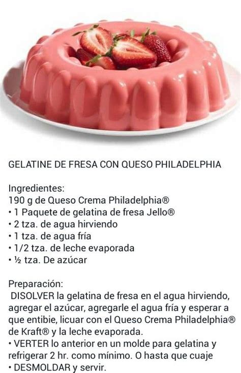 Gelatina De Fresa Con Queso Philadelphia Recetas Faciles Postres Gelatina De Fresa Recetas