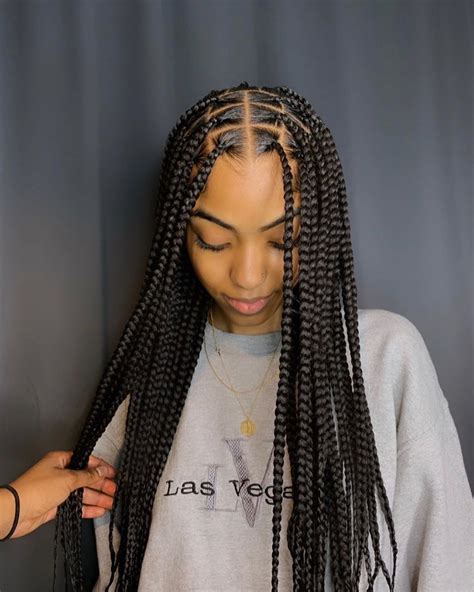 Long Knotless Box Braids With Clear Beads Drew Blue31