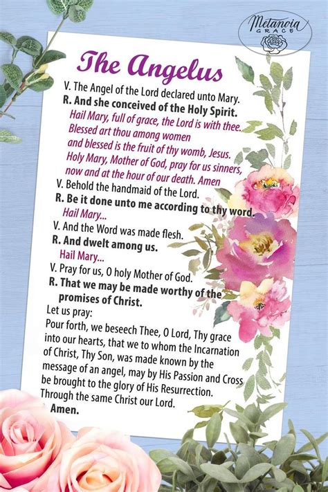 The Angelus Prayer Card The Angelus Holy Card The Angel Of The Lord