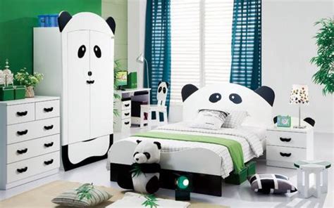 Extraordinary Full Size Bedroom Set For Kids With Panda Motif Consists