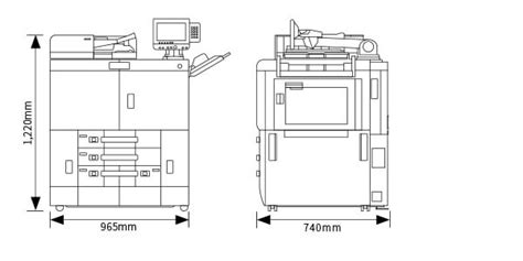 Dimensional Drawing Taskalfa Pro 15000c Production Printers