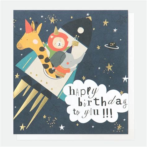 Caroline Gardner Space Animals Birthday Card