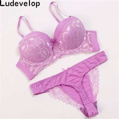 ludevelop new sexy hollow out thongs women bra set lace bralette underwear panty set push up bra