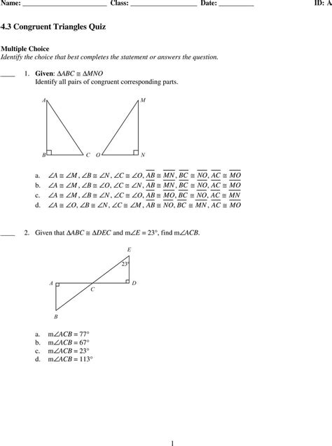 Furthermore, some students do not see an arc as a part of a. 43 Congruent Triangles Quiz Pdf — db-excel.com