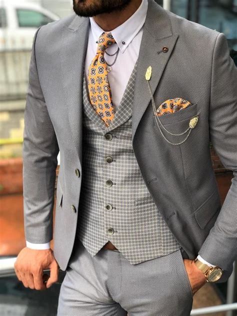 Austin Gray Patterned Slim Fit Suit In 2020 Modern Mens Suits Mens