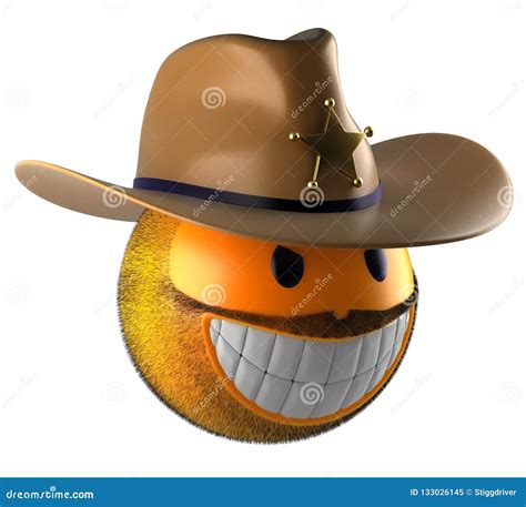 Sheriff Emoji Isolated On White Background Cowboy Emoticon D