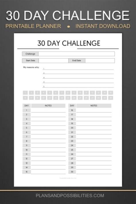 A5 30 Day Challenge Planner 30 Day Tracker Monthly Habit Planner