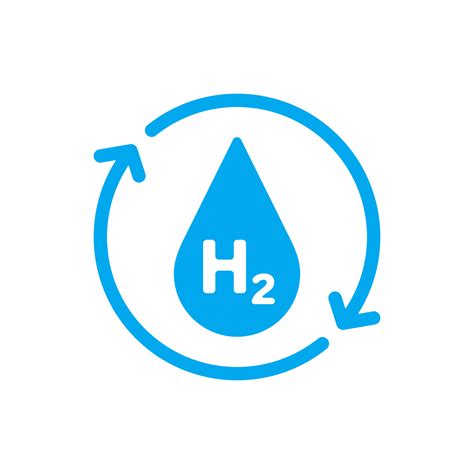 Hydrogen H2 Icon Renewable Energy Source Blue Water Drop With Two
