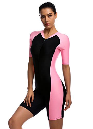 Damen Pink Uv Schutz Wetsuit Badeanzug Badebekleidung Wassersport Anzug