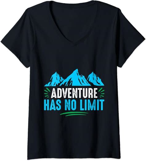Womens Adventure Has No Limit V Neck T Shirt Uk Fashion