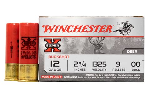 Winchester 12 Gauge 2 34 In 9 Pellet 00 Buck Super X 5box Vance